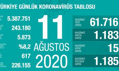 Türkiye`de 1183 Yeni Covid Vakası
