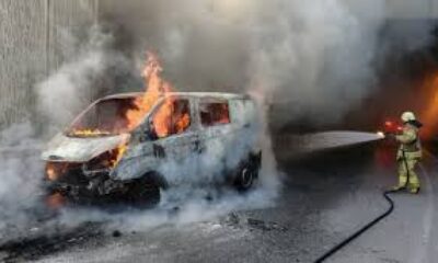 Bulgaristan Тrakya Otobanında Kaçak Mülteci Taşıyan Araç Alev Aldı